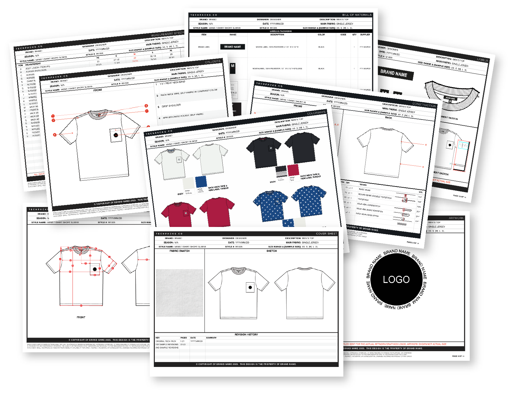 Football Jersey Technical Drawing Basic Techpack